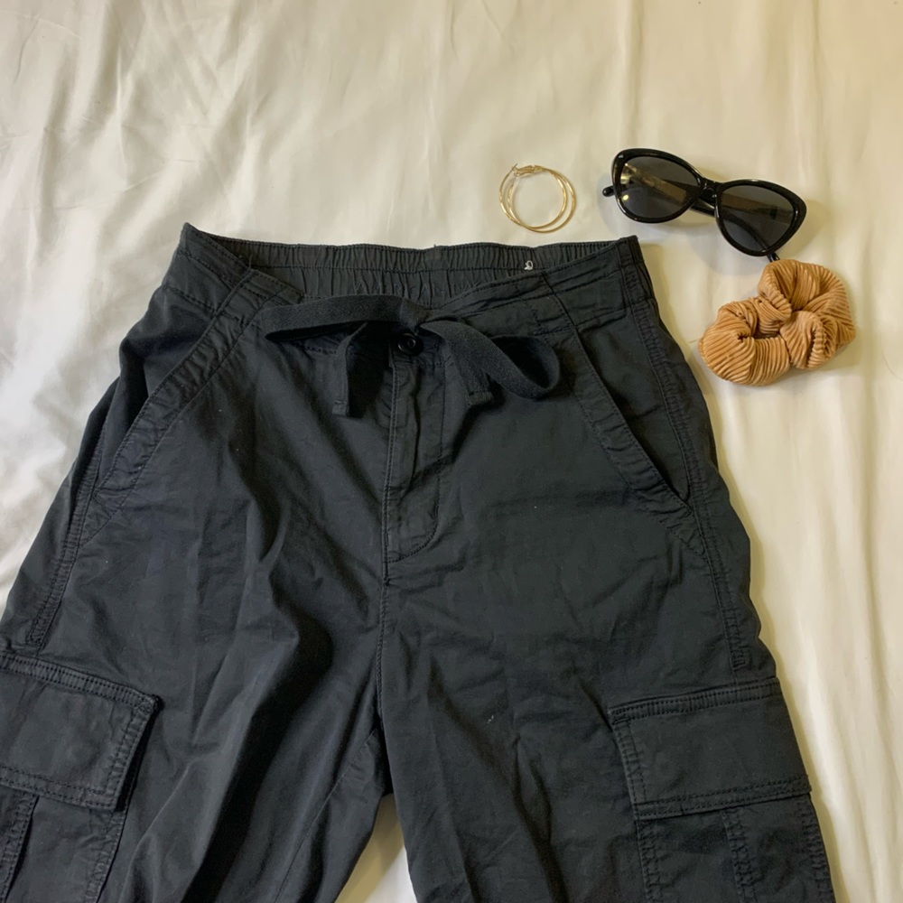 Tie front trousers, baggy high waisted